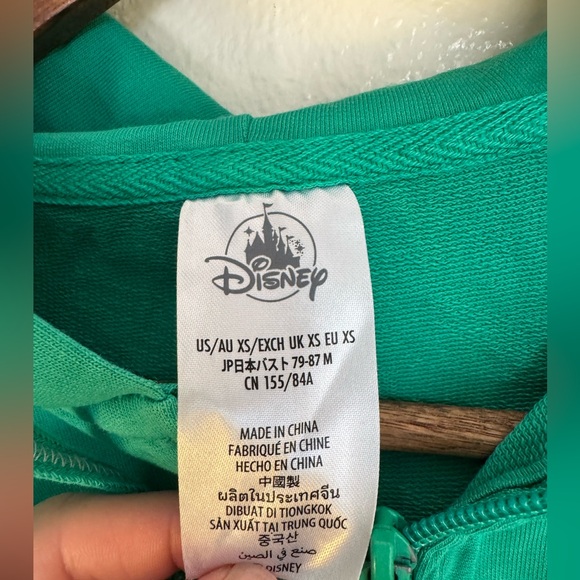 Disneyland Green Disney Zip Up Hoodie Sweater XS Varsity Ribbed Hem Graphic Back - Picture 7 of 11